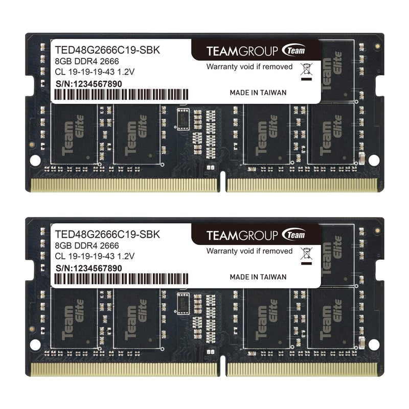 TEAMGROUP Elite DDR4 16GB Kit (2 x 8GB) 2666MHz PC4-21300 CL19 Unbuffered Non-ECC 1.2V SODIMM 260-Pin Laptop Notebook PC Computer Memory Module Ram Upgrade - TED416G2666C19DC-S01 - Image 1